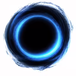 a blue circular object that looks like something going into space
