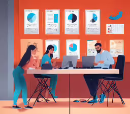 some people on computers are sitting at the table,three people sitting at a table with their laptops