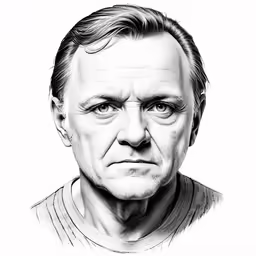 a drawing of a man staring in front of a white background