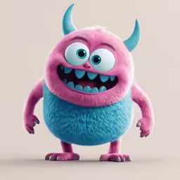 an animated pink monsters with two big horns