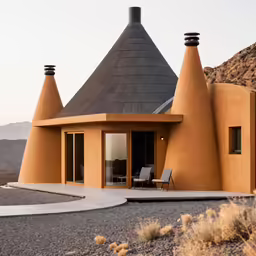 there is a building that has a big bell on it