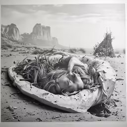 a person laying on top of a pillow on the ground