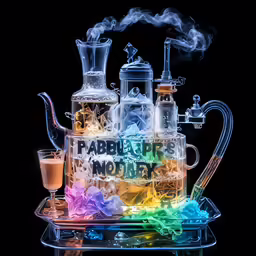 various smoking pipes and pipes with liquid coming from them