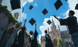 there are many people tossing their hats up