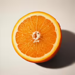 an orange has been cut in half on a table