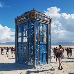 a person is standing outside with a phone booth