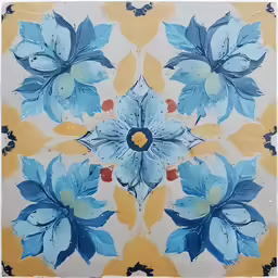 this is a tile wall pattern with blue flowers