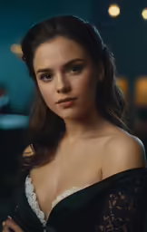 a young woman in a dress posing for a portrait