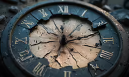 a broken clock is shown with numbers around it