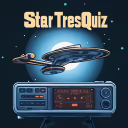 a cartoon image of the star trek quiz on an old radio
