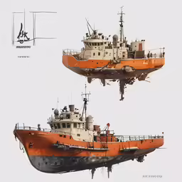 drawing of ships with drawing style