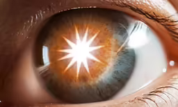 a close up of an eye looking up