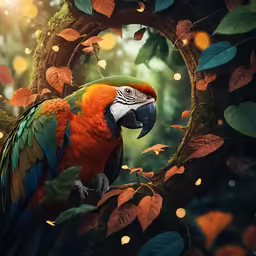 a parrot sitting on top of a branch in a tree