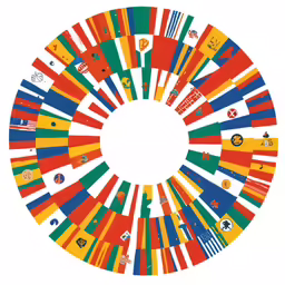 a circle of many different flags is shown