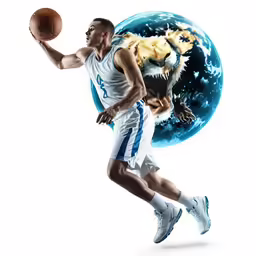 a basketball player that is holding a ball