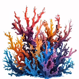 many colored corals in a clear area