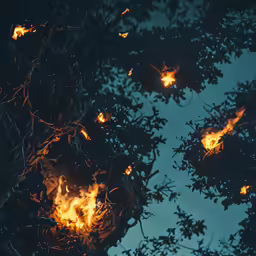 lots of fire blazing out in the air