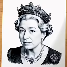 the drawing of queen elizabeth the great is on display