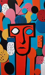 an abstract art work with a face on it