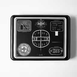 a piece of tinsel depicting an old timer and the numbers