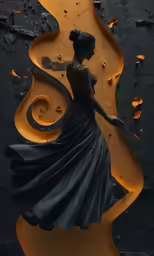 a woman dressed in a long black dress