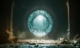 there is a very strange looking clock tower in the dark
