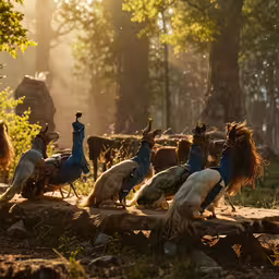 a number of dogs with their tails spread out