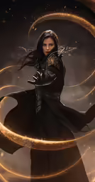 a person in armor and surrounded by circles