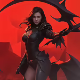 a very beautiful woman in a costume with a sword