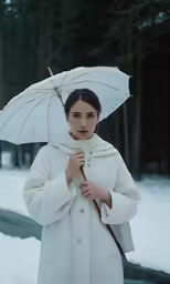 an image of woman in the snow with umbrella