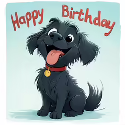 an image of a happy birthday card with a cartoon dog
