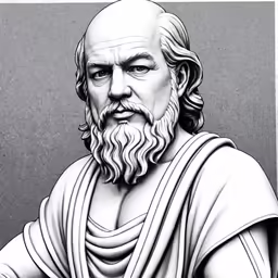 an ink drawing of a man with a beard