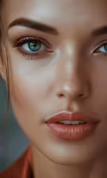 an attractive woman with blue eyes is posed