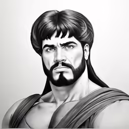 an image of the greek god in black and white