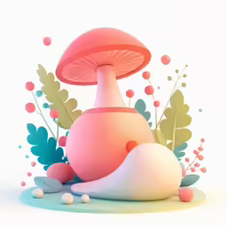 there is an abstract mushroom in the grass