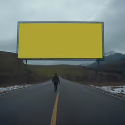 a man walking down the middle of the street