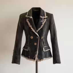a black jacket with gold buttons on it
