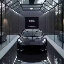 a very nice car in the middle of a building