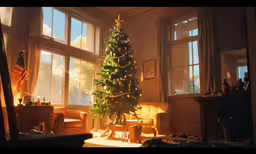 a christmas tree is shown in an old living room