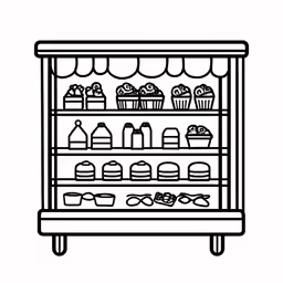 a drawing of an ice cream display in a store