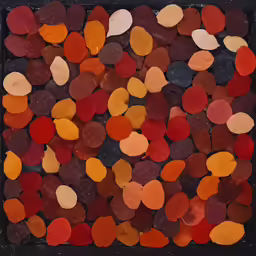 a brown, orange, and red painting is shown