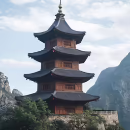 a tall tower on top of a mountain in china