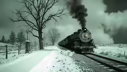 a train traveling on train tracks under a cloudy sky