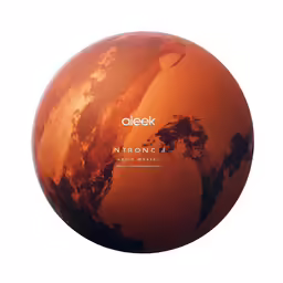 an orange planet is shown on a white background