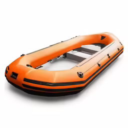 an orange raft sitting on a white surface