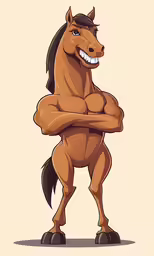 a cartoon horse has a large white smile