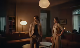 two people dressed up in a living room setting