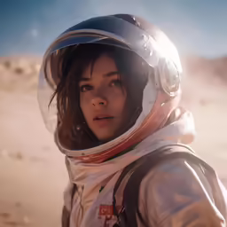 a woman standing outside wearing a helmet and wearing a shirt