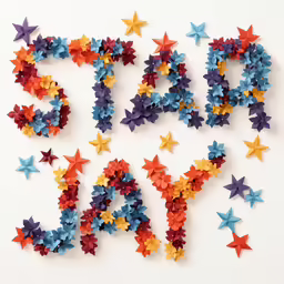 a happy 4th birthday spelled out of star paper