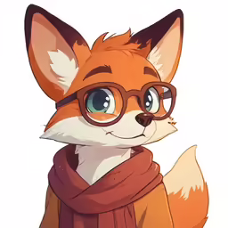 the cute fox with glasses is looking into the camera